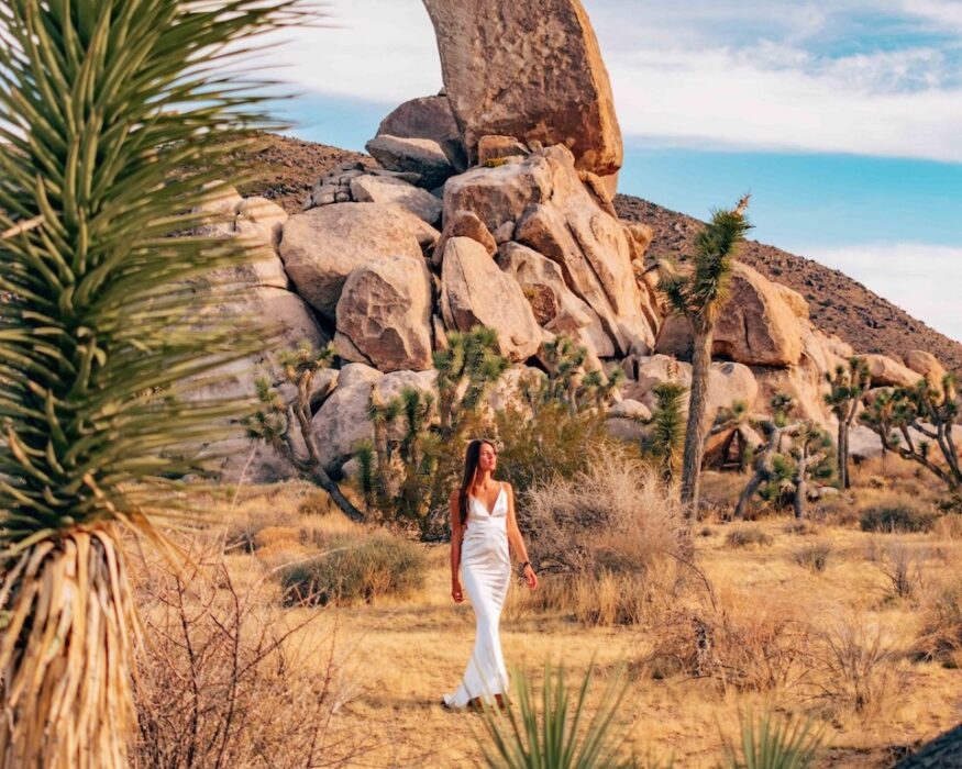 joshua-tree-rocks-white-dress-2 one day in joshua tree national park