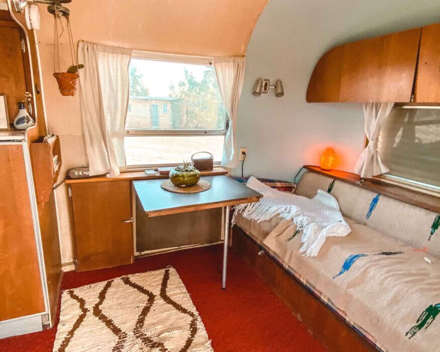 joshua-tree-airbnb-airstream-living-area airbnb in joshua tree