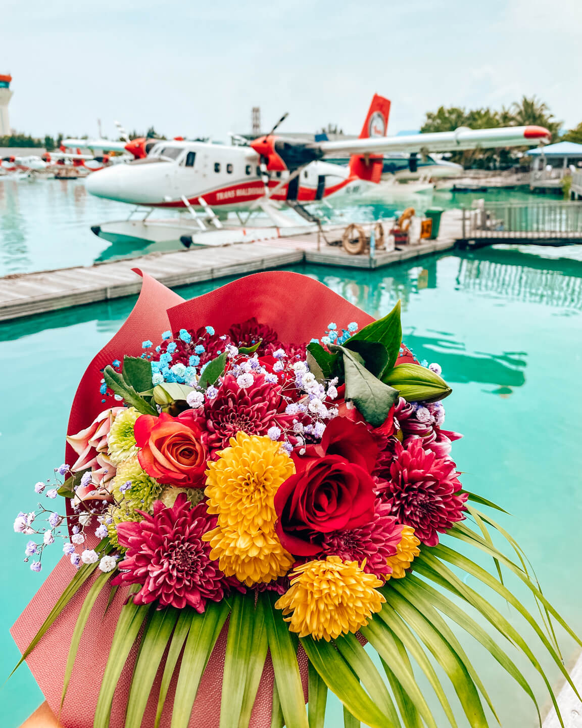 Flower bouquet sea plane