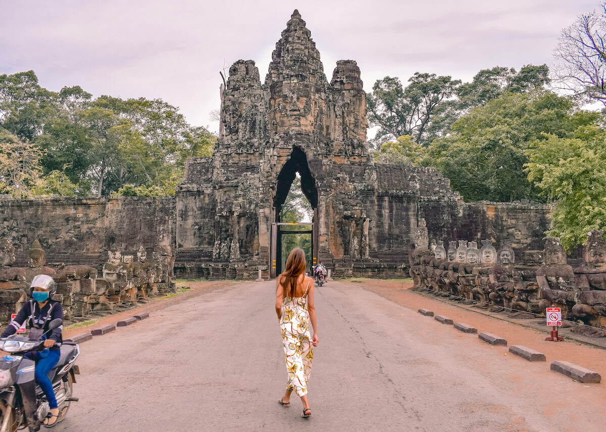 Walking through south gate Angkor