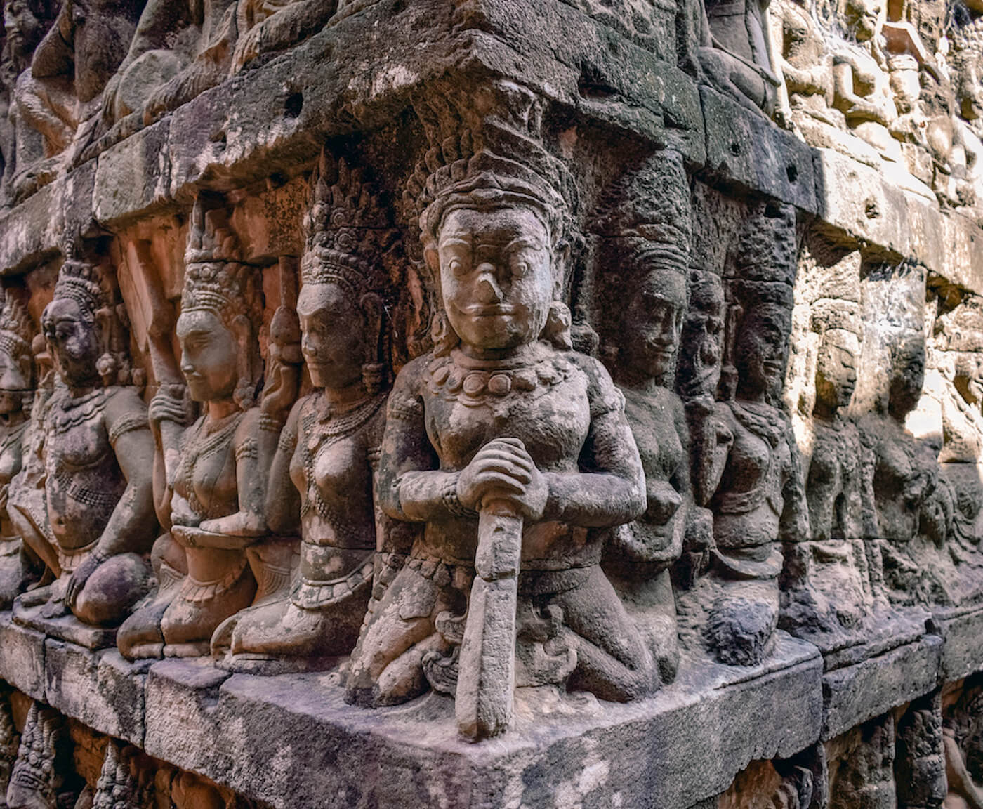 engraved figures in stone temple