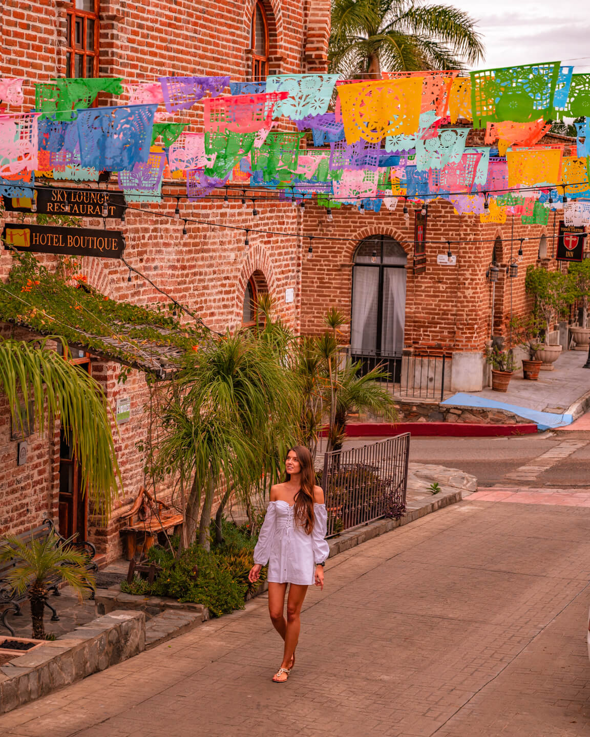 walking through colorful streets of todos Santos