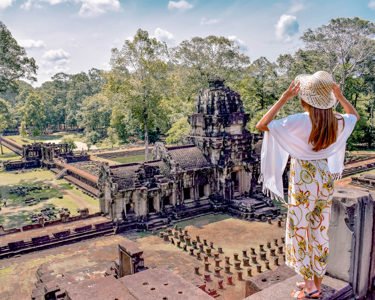 overlooking the area of Angkor from the top of a temple