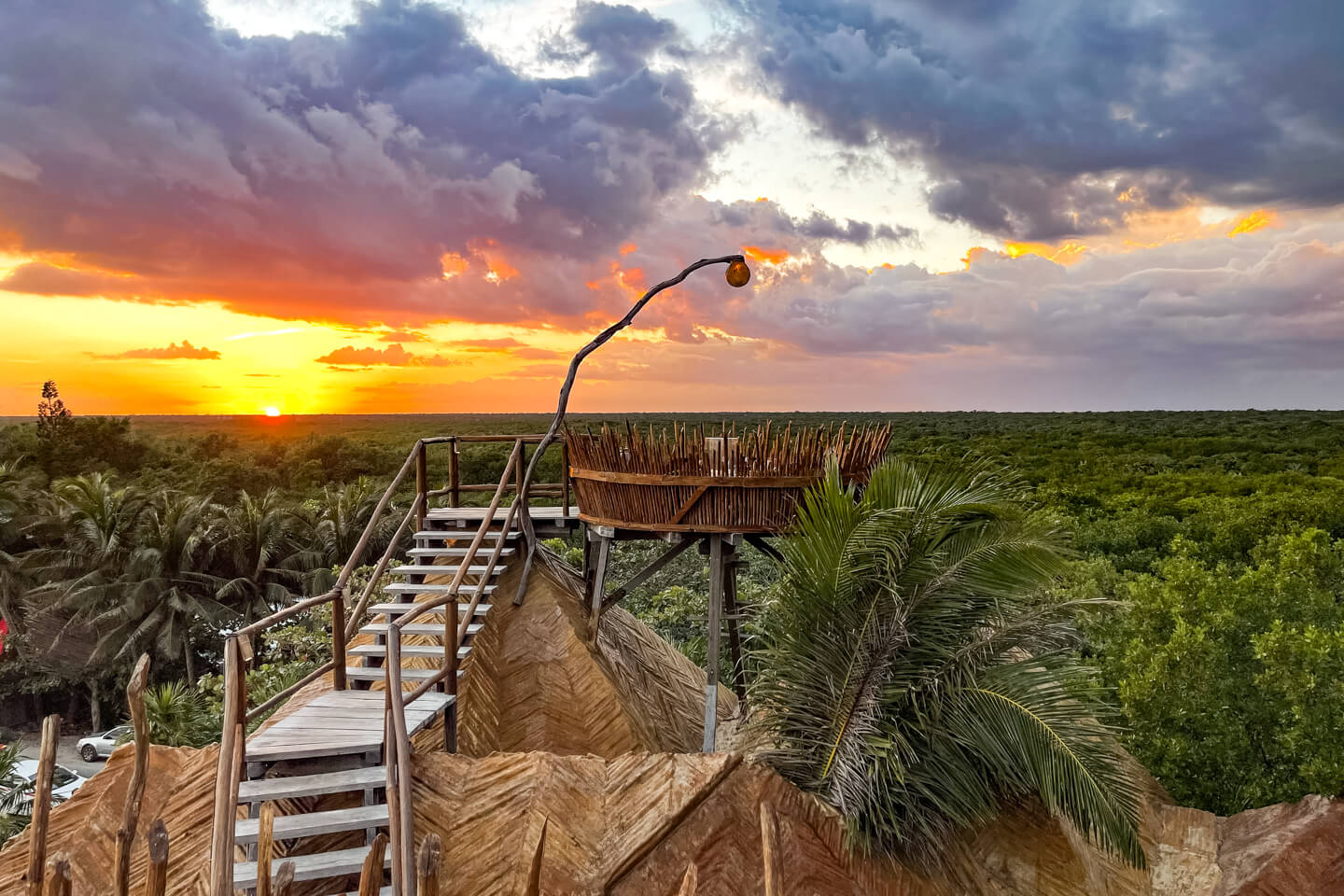 Azulik tulum sunset nest sunset over the jungle in Tulum