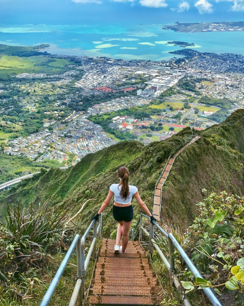 overlooking Oahu, Hawaii from the haiku stairs